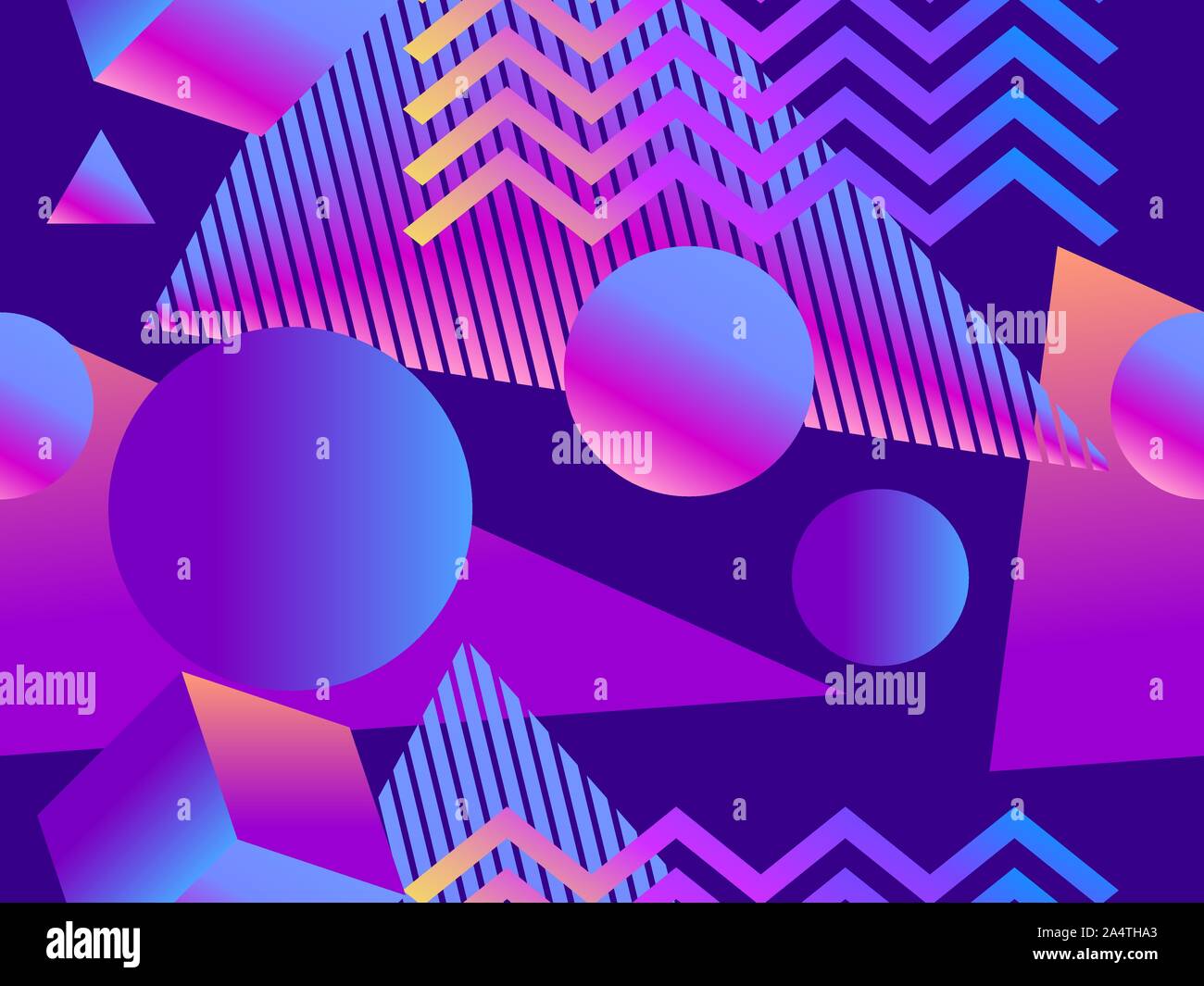 Geometric seamless pattern with gradient shapes in memphis style. Style ...