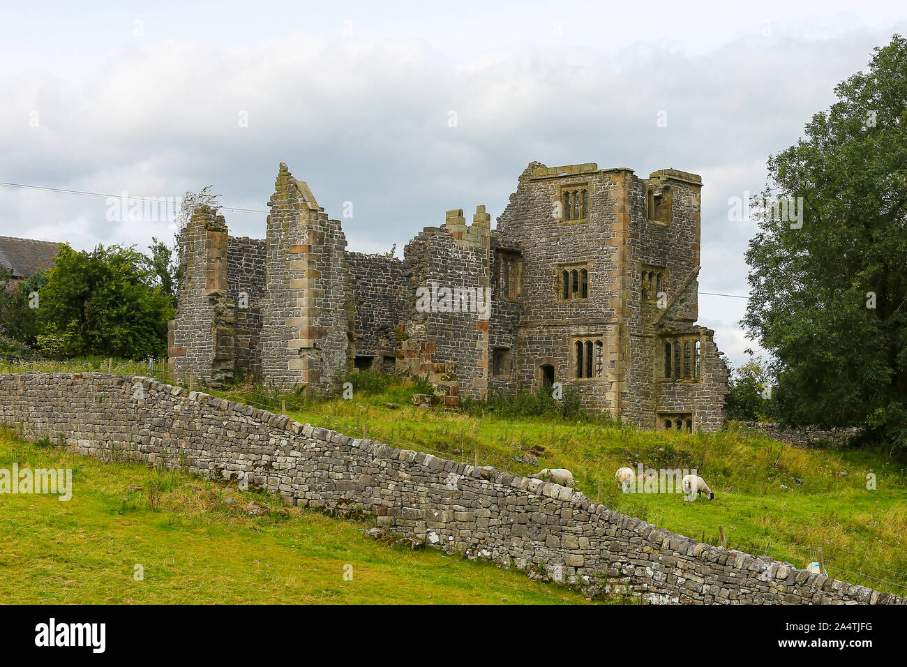 Throwley Old Hall, a ruined stately home and Grade II* listed building and scheduled monument, Calton, Staffordshire, England, UK Stock Photo