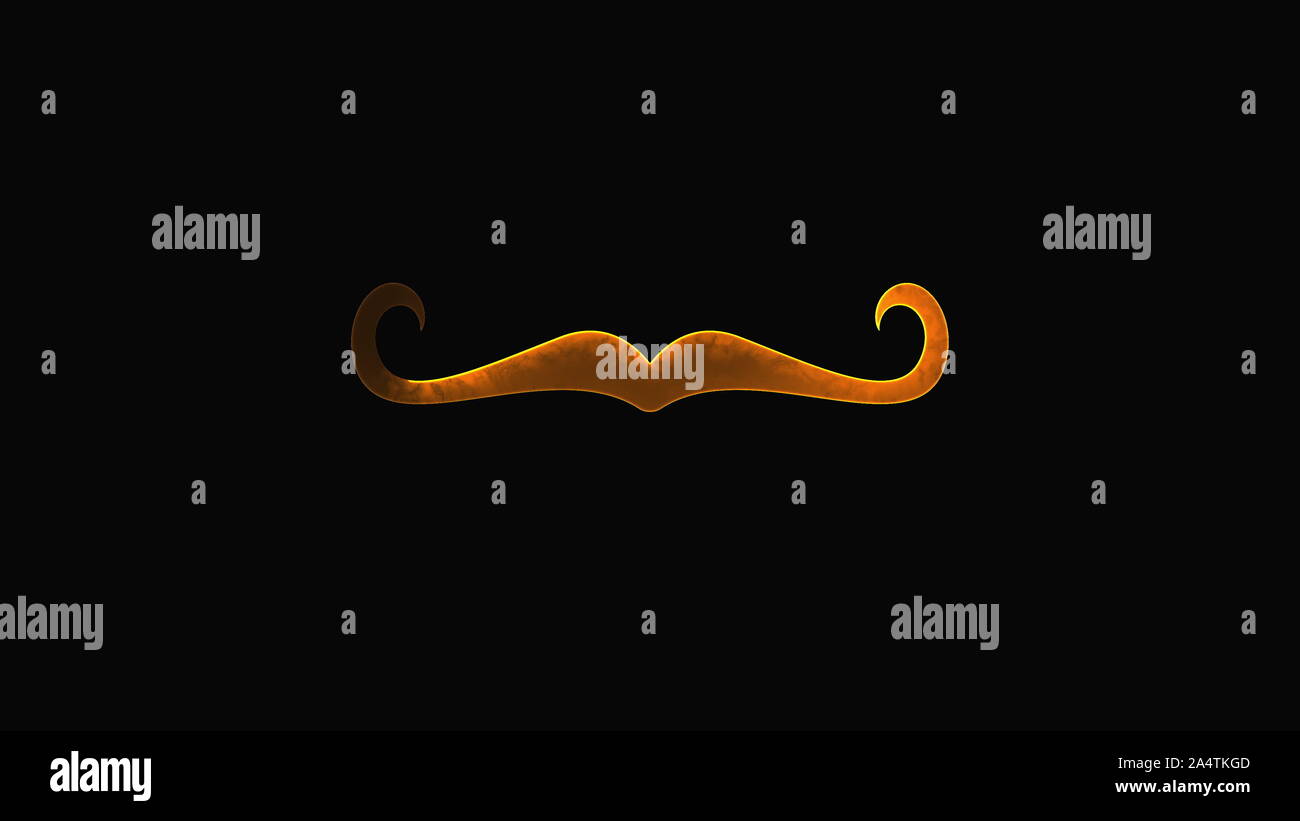 Computer generated background with neon light draws a mustache shape ...