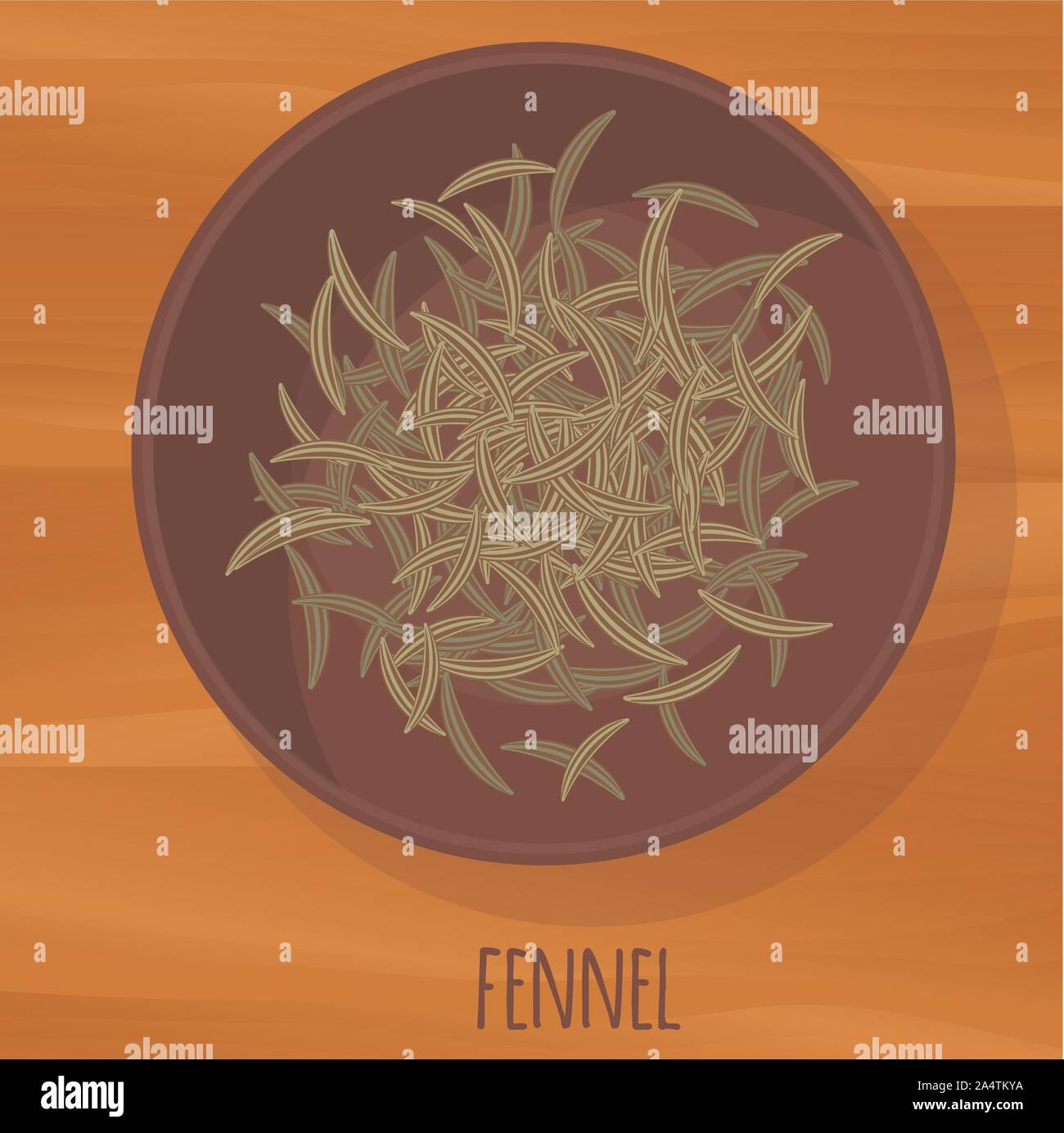 Fennel flat design vector icon. Stock Vector