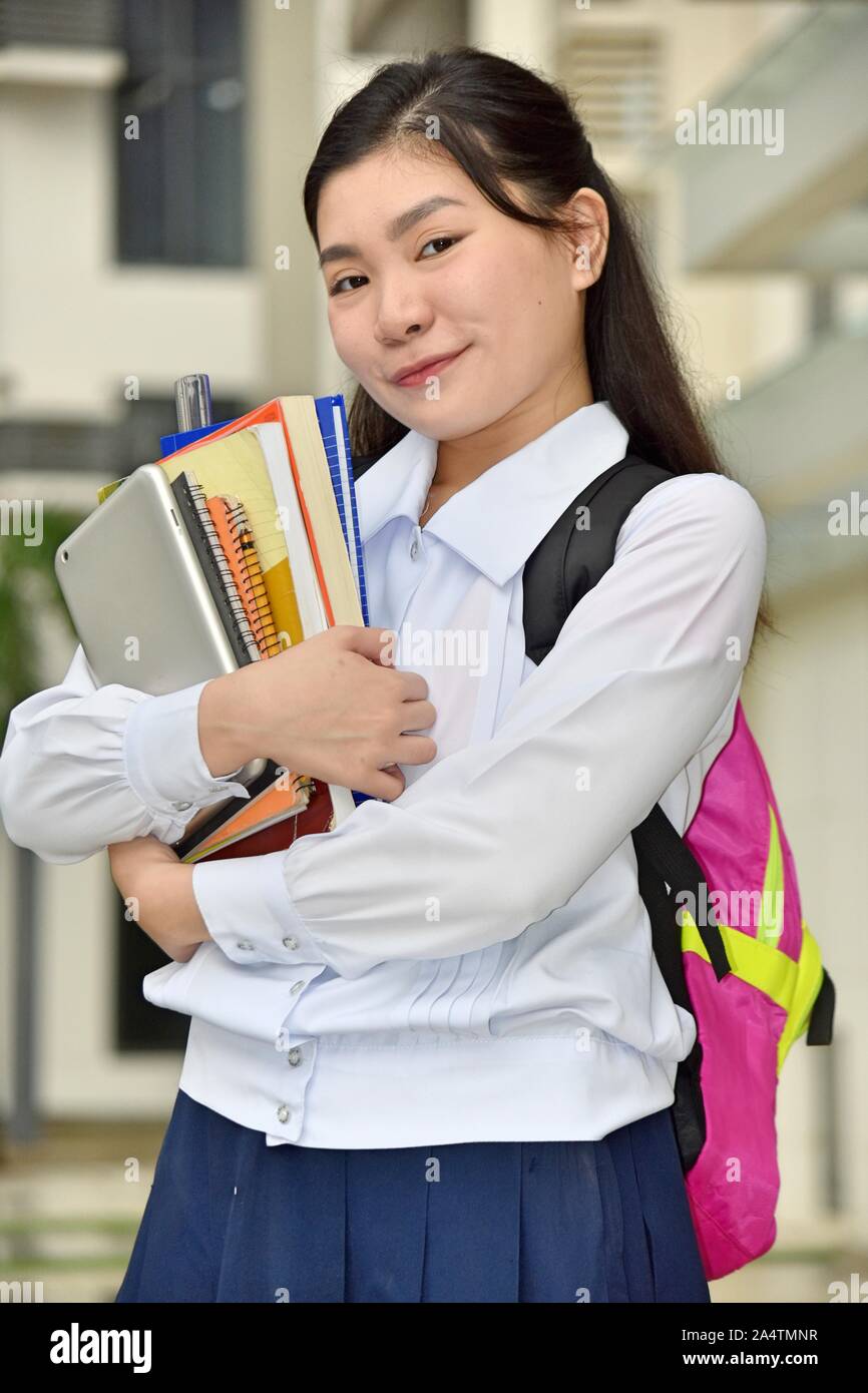 Chinese Female Student Posing Wearing Uniform Stock Photo Alamy
