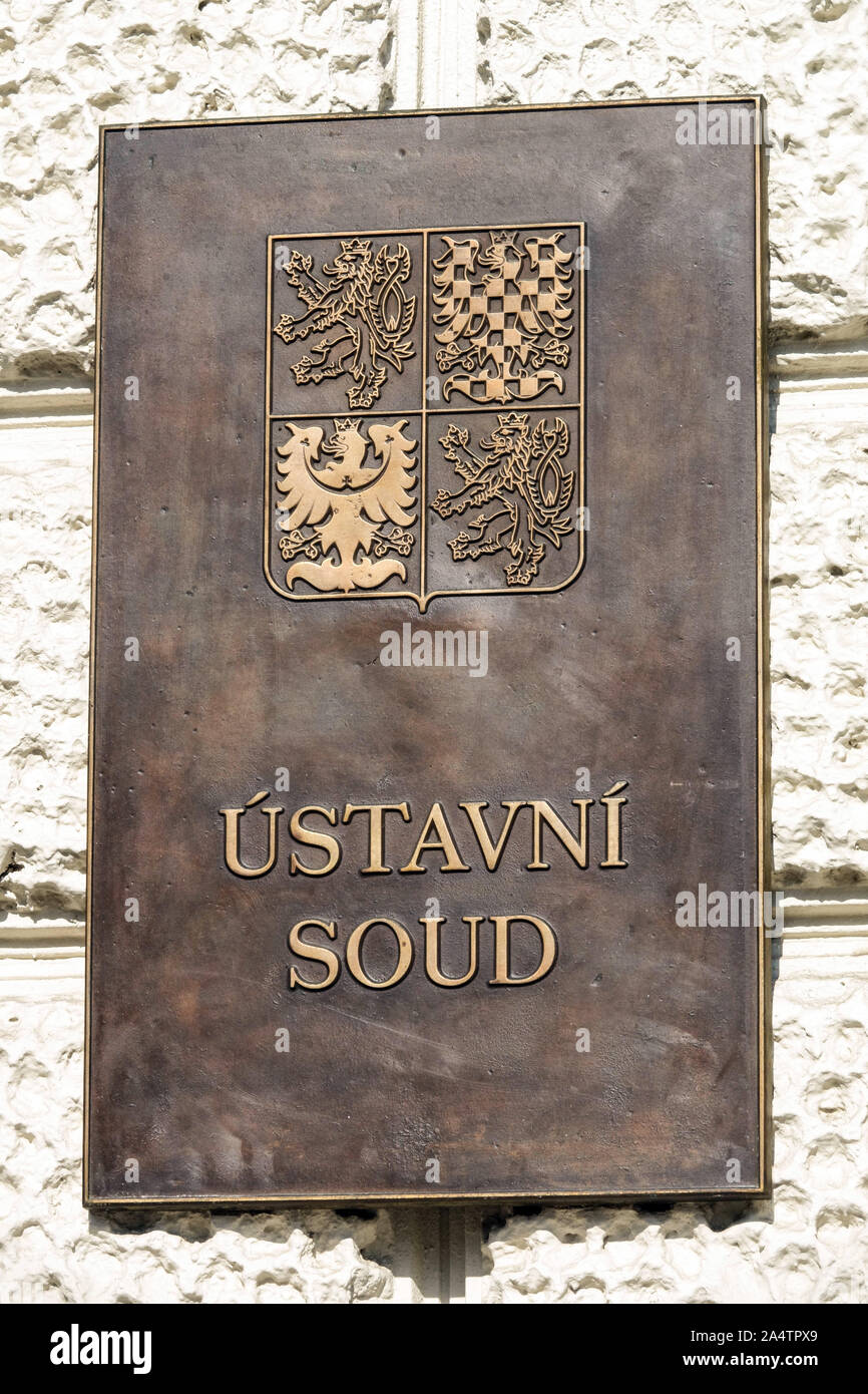 Constitutional Court sign, Ustavni Soud Brno Czech Republic Stock Photo