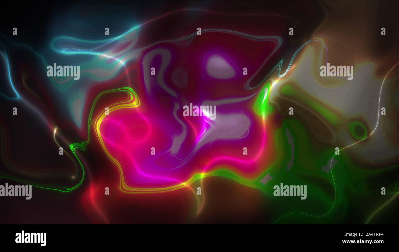 Reflection of flickering colored lights in liquid. Computer generated ...