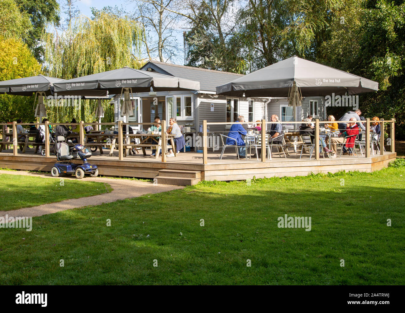 The Tea Hut cafe in Kingsman Park, Woodbridge, Suffolk, England, UK