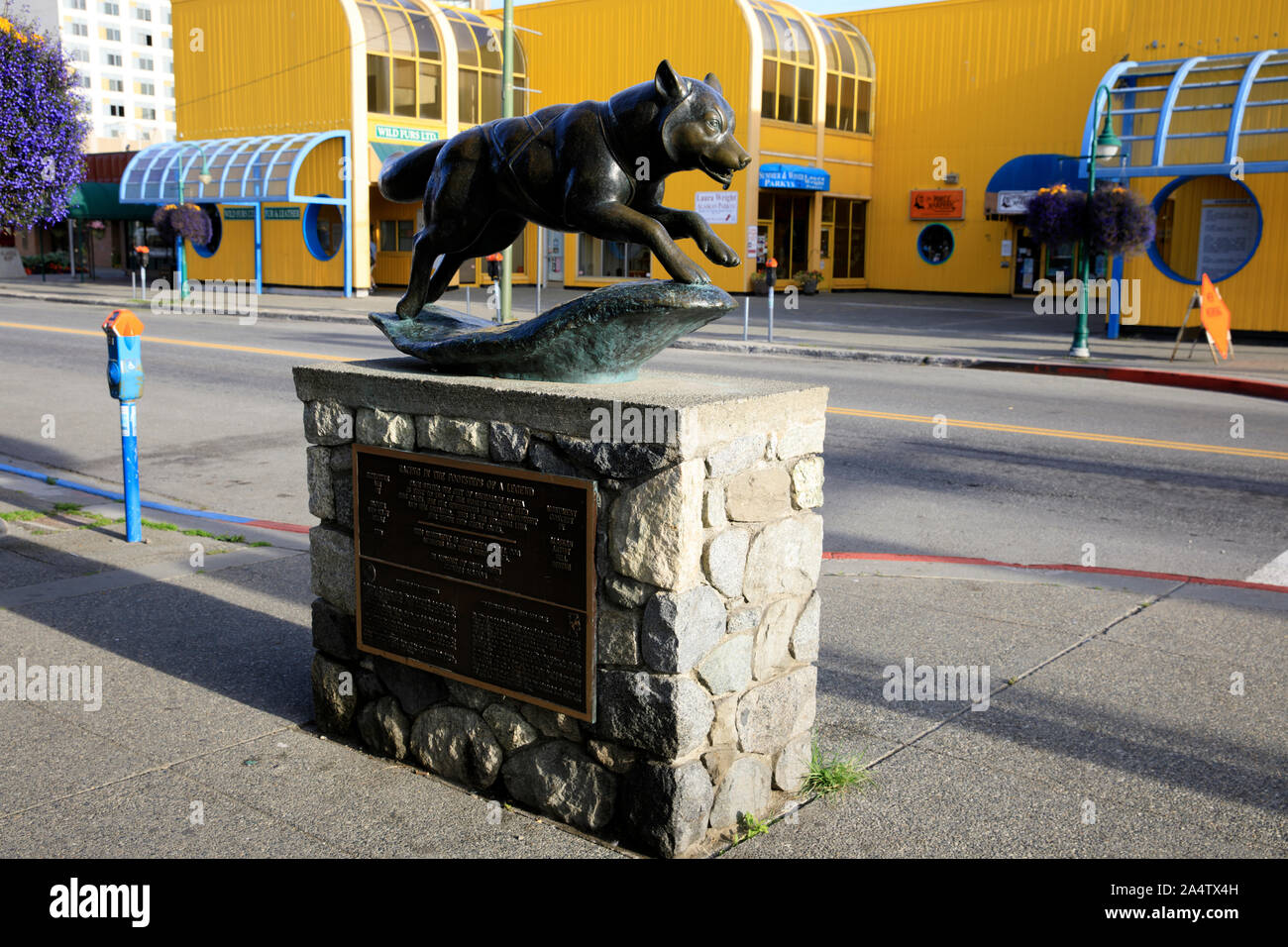 Anchorage, Alaska / USA August 08, 2019 Balto statue in Anchorage