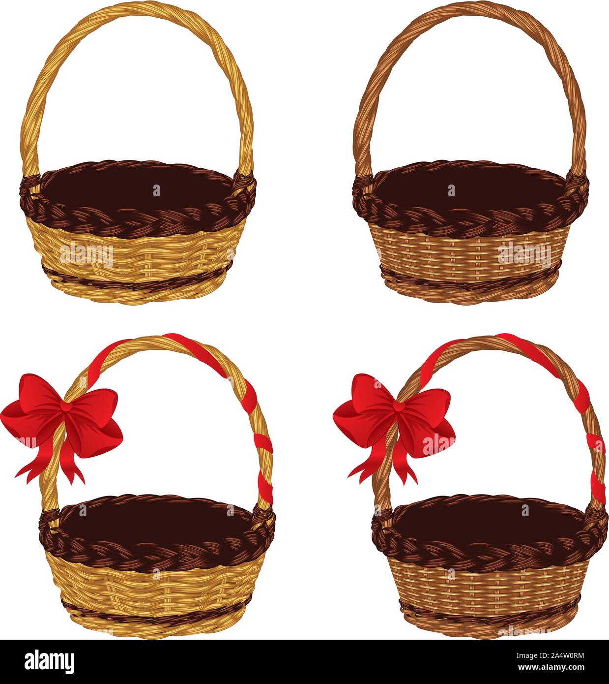 Set of different empty baskets on white background Stock Vector Image ...