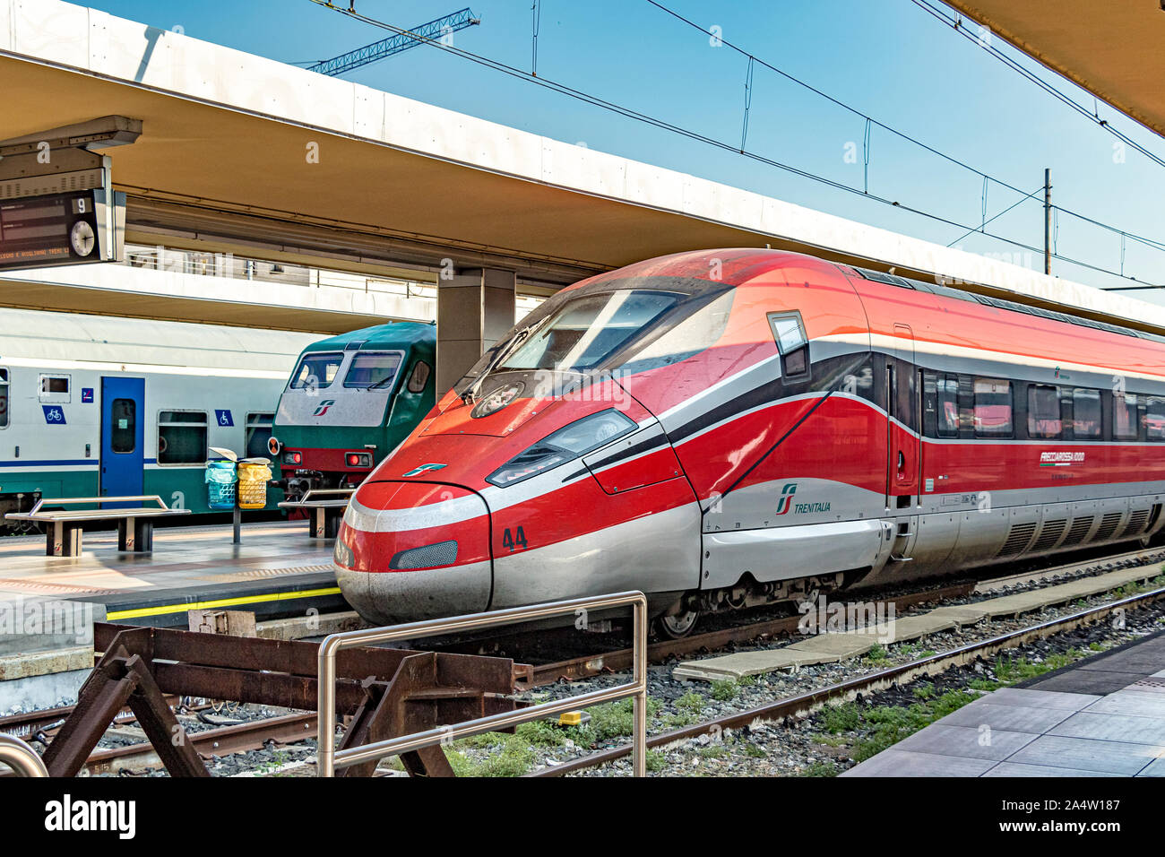 A Trenitalia Frecciarossa 1000 High Speed train at Porta Nuova railway station,Turin Stock Photo