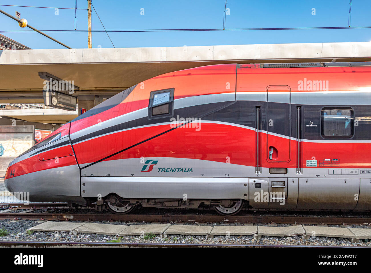 A Trenitalia Frecciarossa 1000 High Speed train at Porta Nuova railway station,Turin.Italy Stock Photo