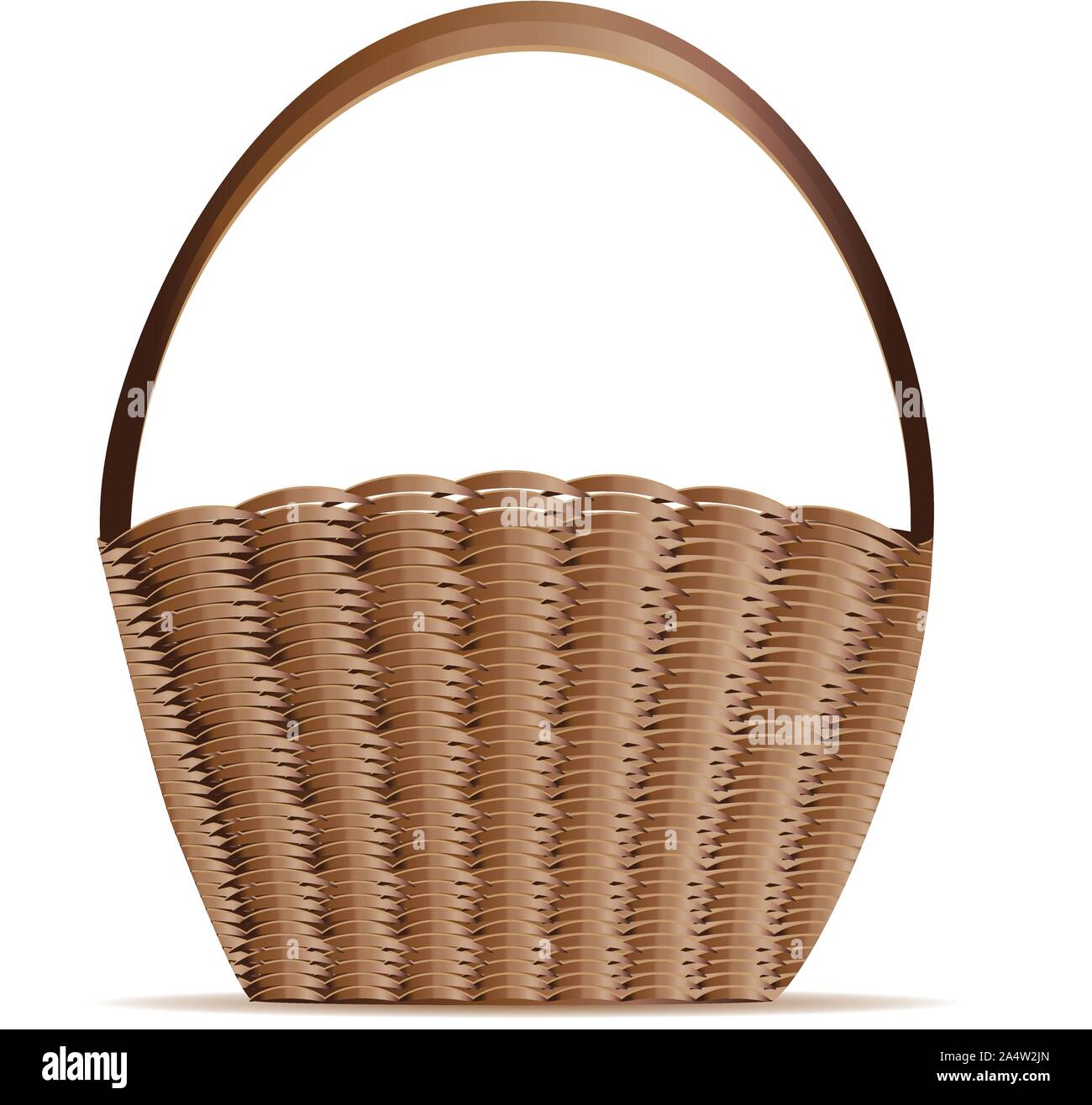 Illustration of empty woven basket on white background. Stock Vector