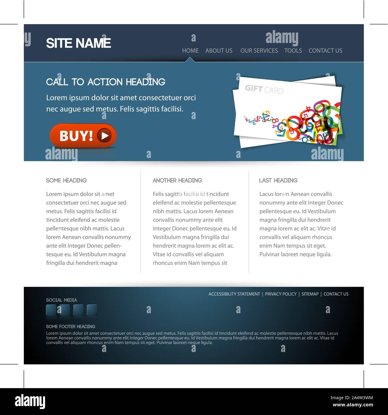 Modern website template with nice button Stock Vector Image & Art - Alamy