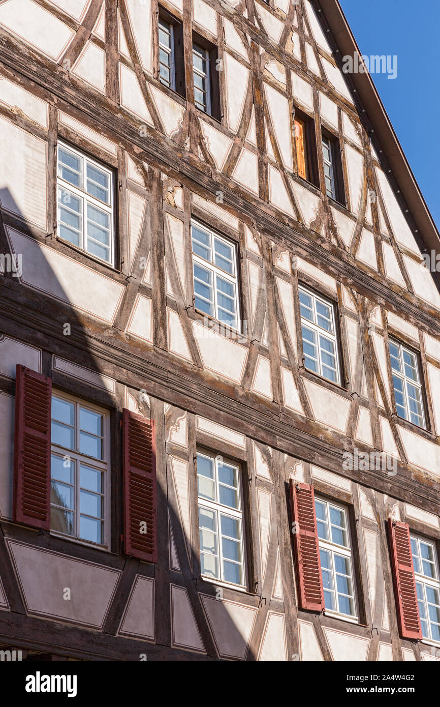 Fachwerkgebäude, Giebelfassade, Archivstrasse, Esslingen am Neckar, Kessler Sekt Stock Photo