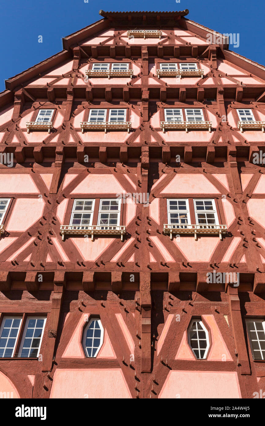Fachwerkgebäude, Fassade, Detail, Rathaus, Rückseite, Esslingen am Neckar Stock Photo