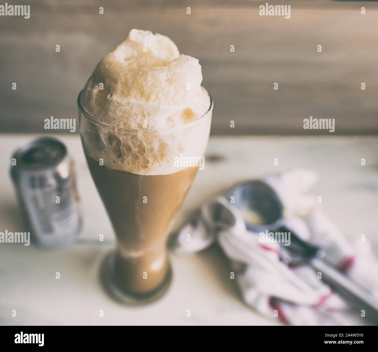 beer float with vanilla ice cream