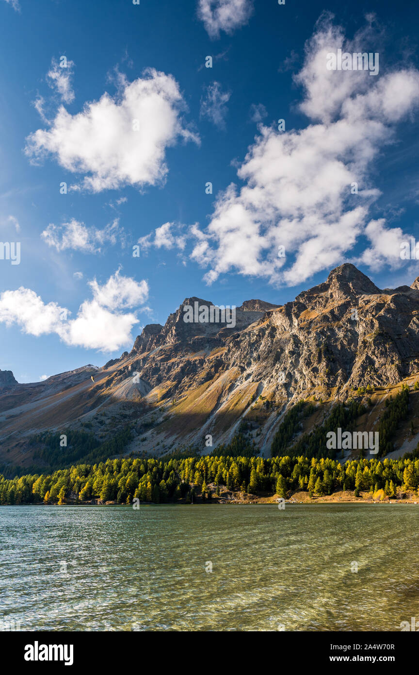 evening light at Lake Sils in Engadine Stock Photo