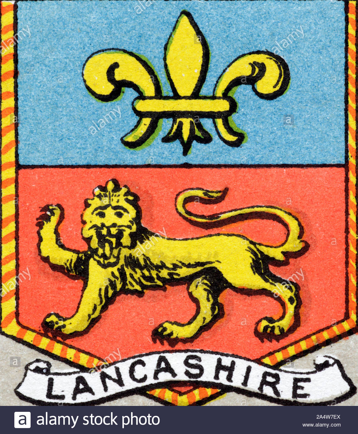 Historic Coat of Arms for Lancashire England, vintage illustration 