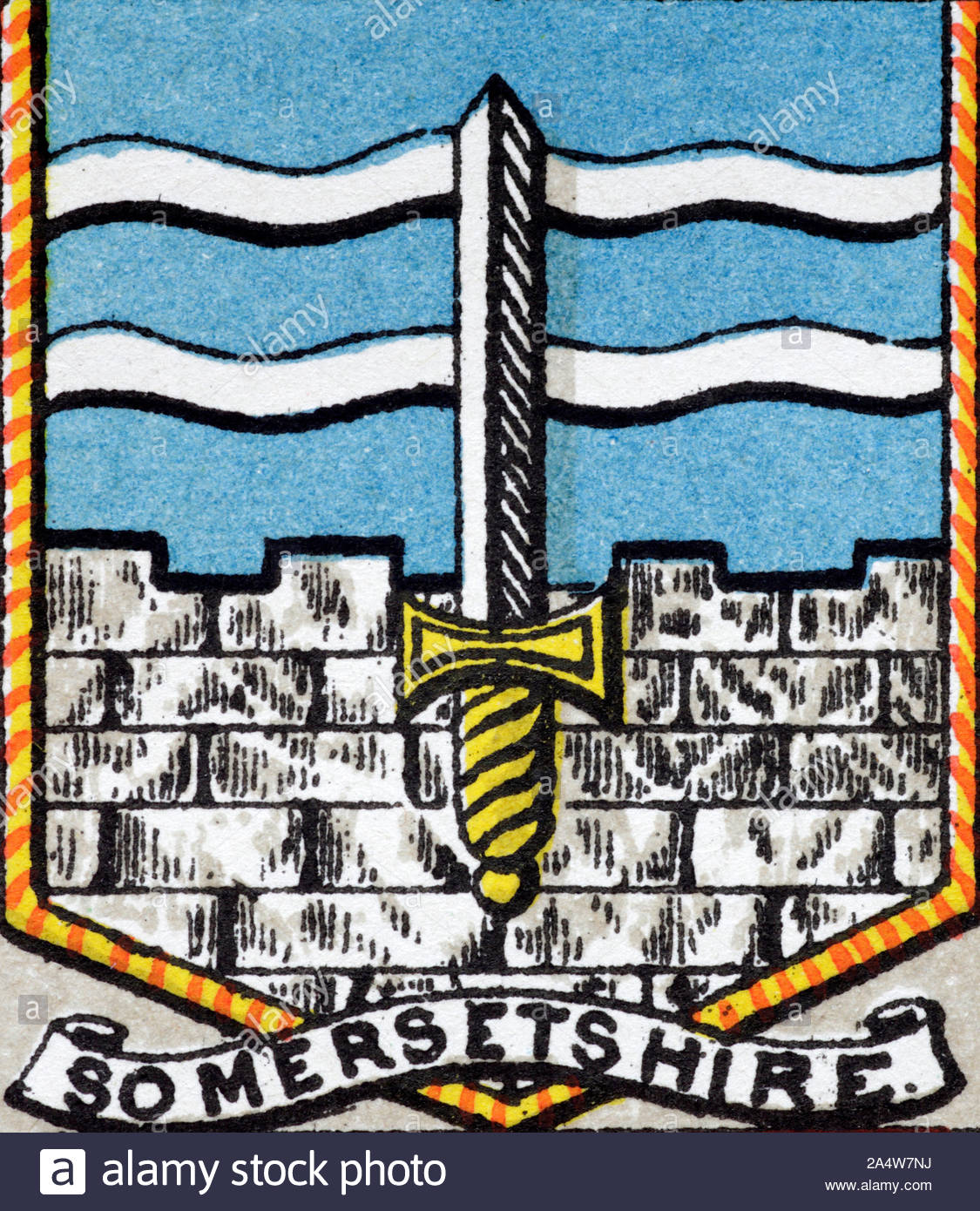 Historic Coat of Arms for Somersetshire England, vintage illustration from 1884 Stock Photo