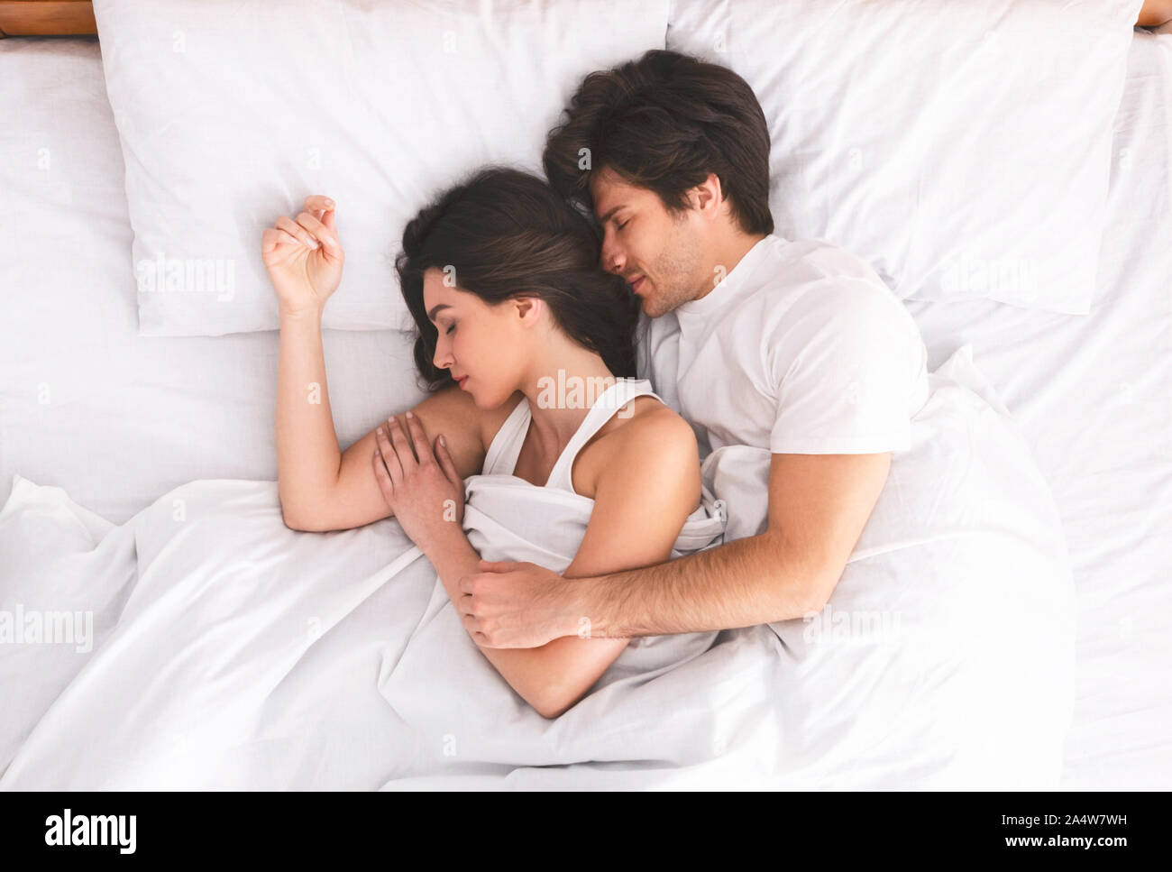 Love couple sleeping embracing hugging at night Vector Image