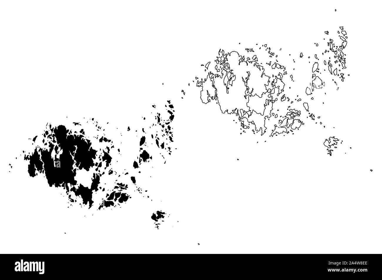 Aland Islands Region (Republic of Finland) map vector illustration, scribble sketch Aland map Stock Vector