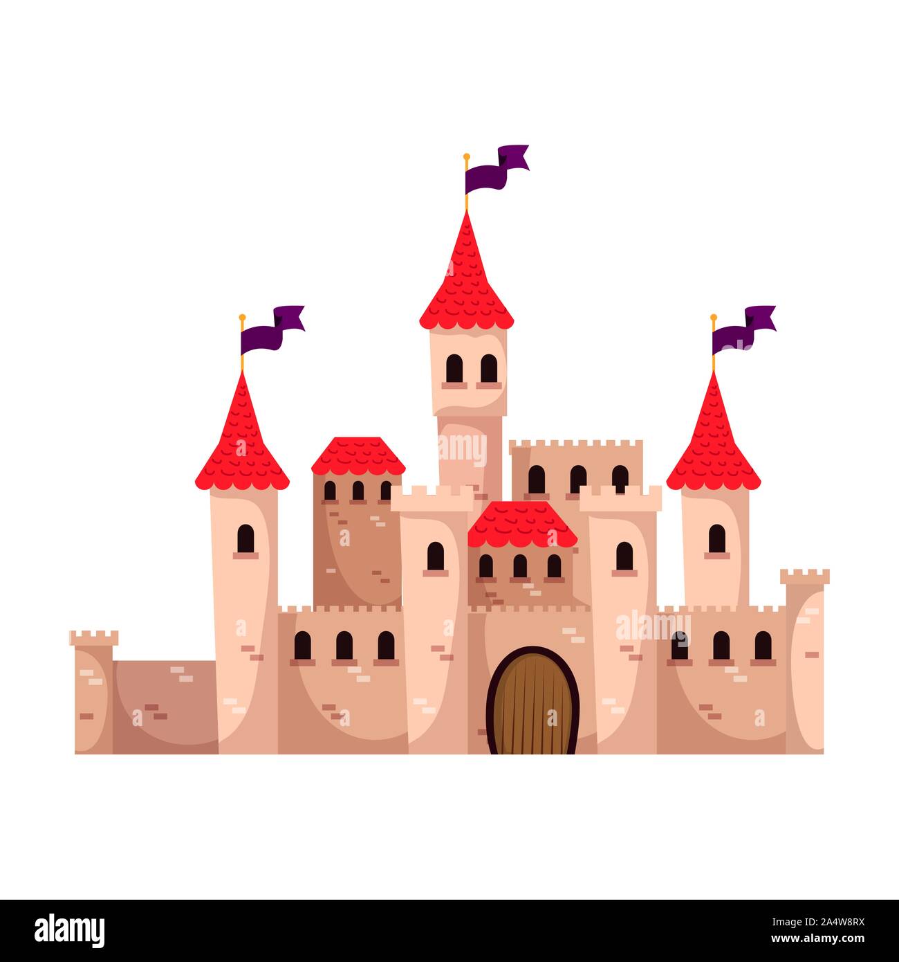Cartoon castle towers flags hi-res stock photography and images - Alamy