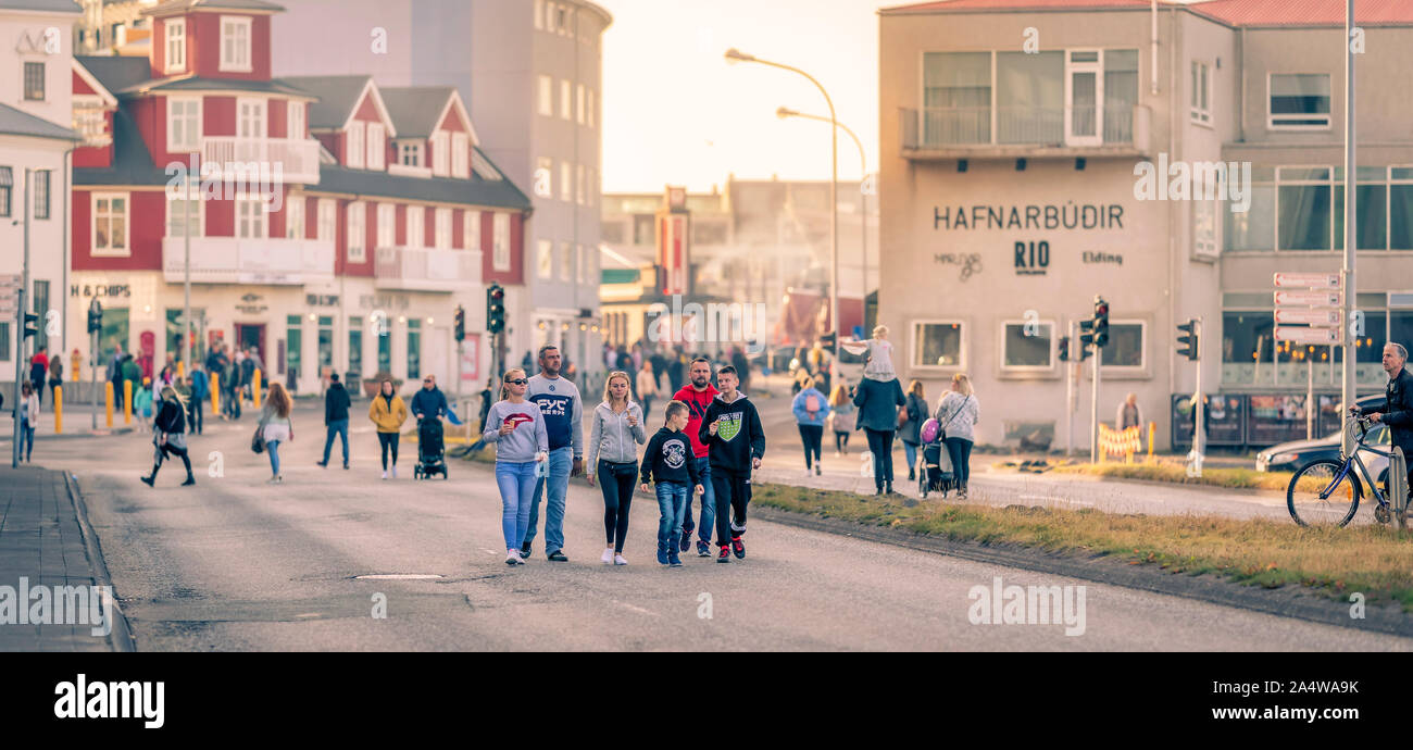 Street scenes, Menningarnott celebration, Reykjavik, Iceland Stock Photo