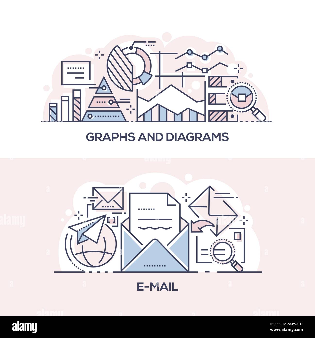 Graphs And Diagrams And Email Banner Template Stock Vector Art