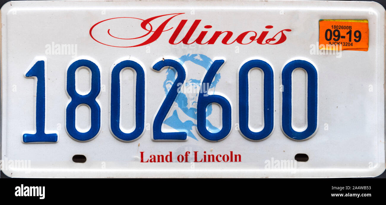 Illinois License Plate, USA Stock Photo