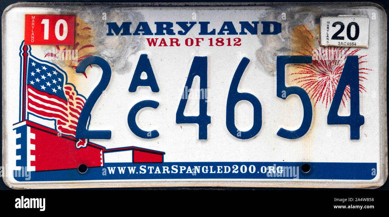 Maryland License Plate, USA Stock Photo