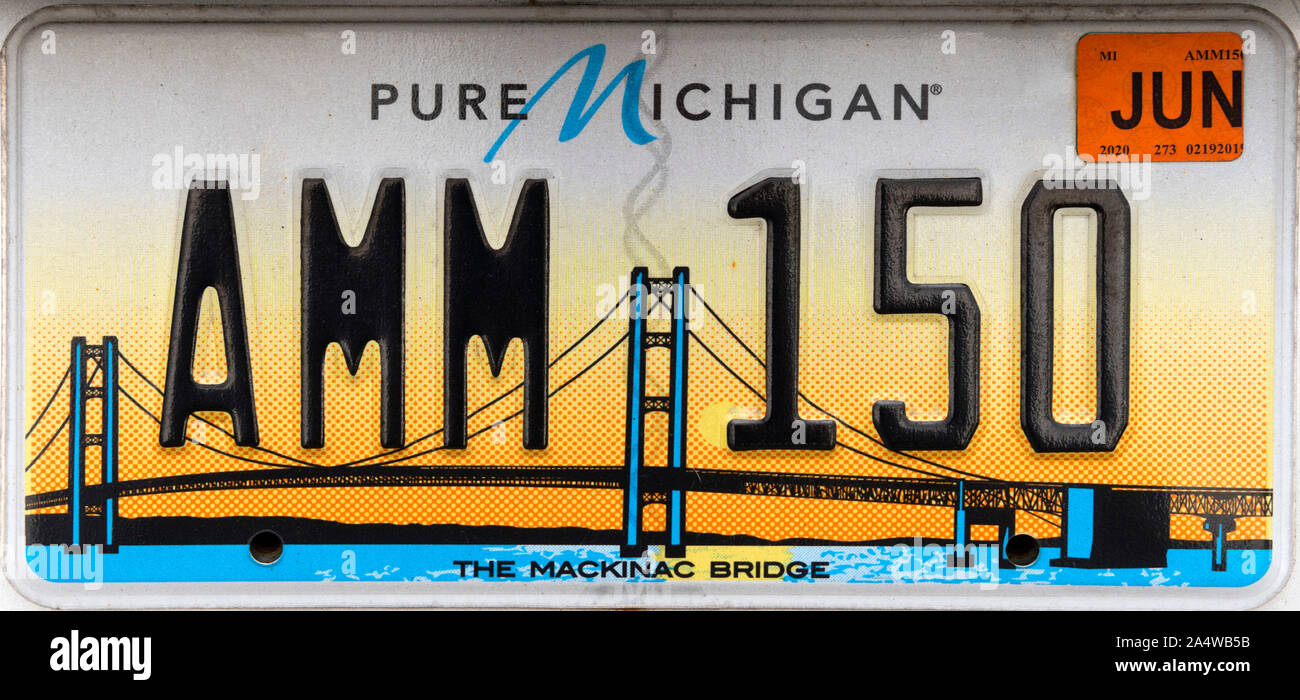 Michigan License Plate, USA Stock Photo Alamy