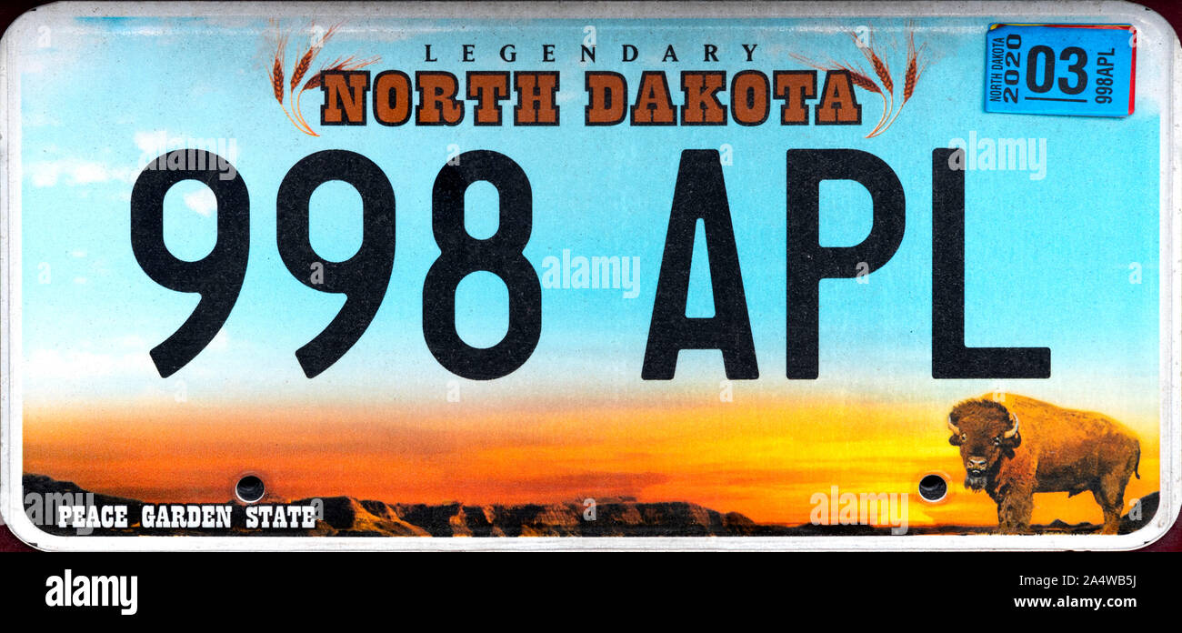 North Dakota License Plate, USA Stock Photo