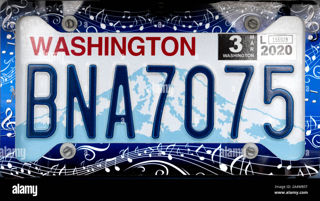 Washington License Plate, USA Stock Photo