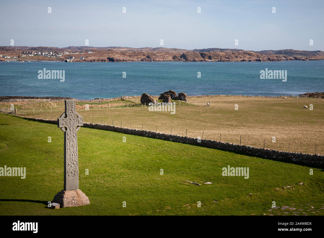 celtic cross on iona Stock Photo