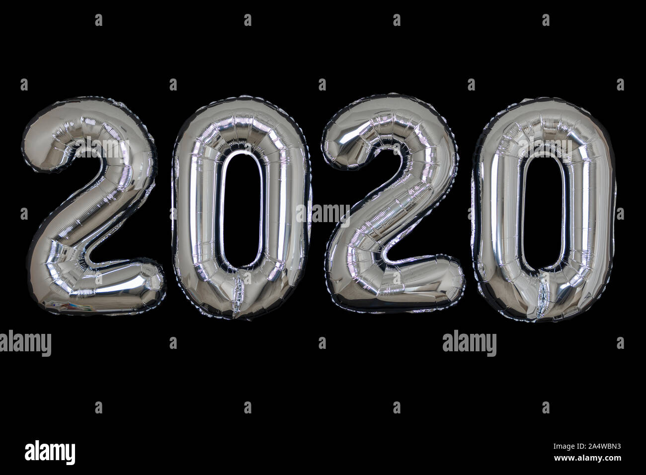 Happy new year 2020 balloons silver Stock Photo