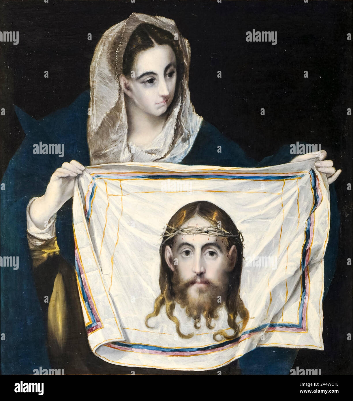 El Greco, Saint Veronica holding the veil, (showing the face of Jesus Christ), painting, circa 1580 Stock Photo