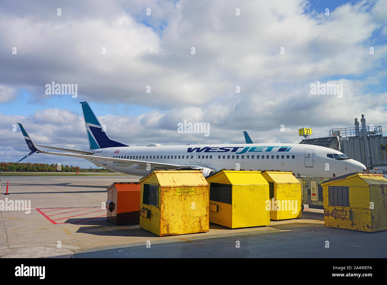 HALIFAX, NOVA SCOTIA 5 OCT 2019 View of a plane from Canadian airline