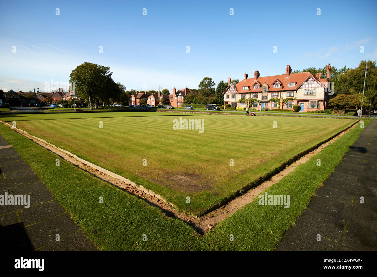 village bowling club green Port Sunlight England UK Stock Photo