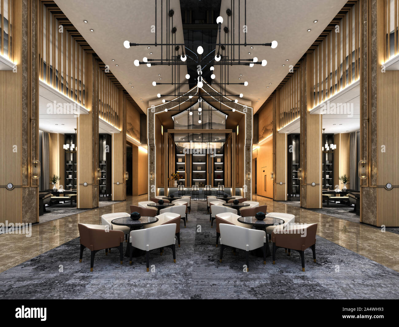 3d render of luxury building lobby Stock Photo