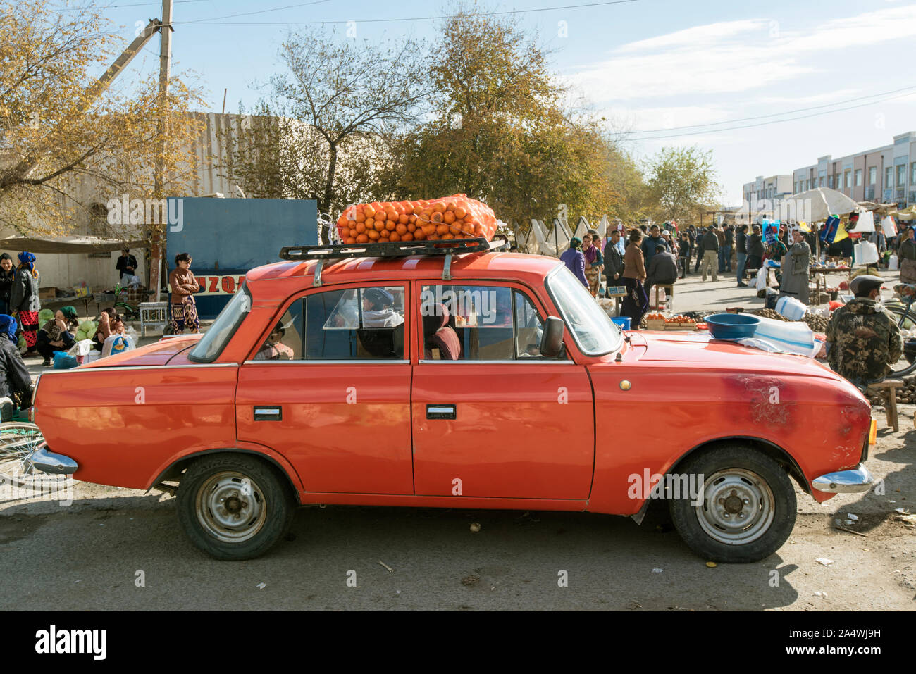 A very useful car. Dekhon bazaar, Khiva. Uzbekistan Stock Photo