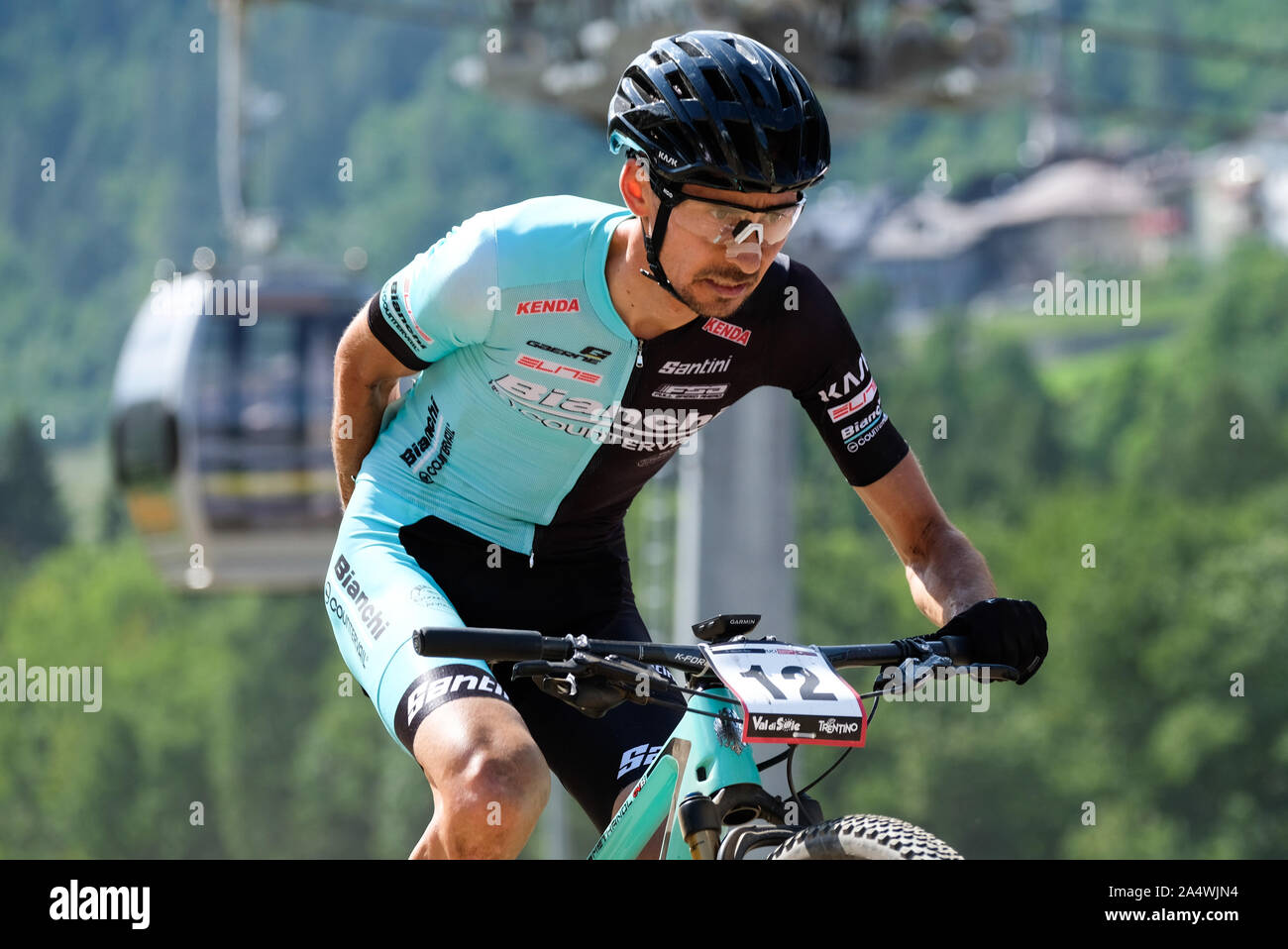 STEPHANE TEMPIER  during Cross-Country World Cup - Val di Sole UCI MTB - Men, Val di Sole, Italy, 04 Aug 2019, Cycling MTB - Mountain Bike Stock Photo