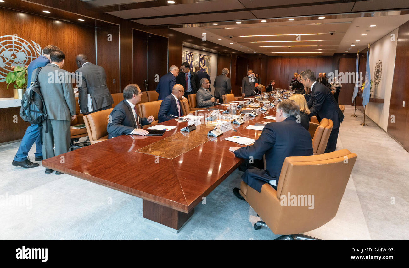 New York, NY - October 16, 2019: UN Secretary-General Antonio Guterres hosts Inaugural Meeting of the Global Investors for Sustainable Development Alliance at UN Headquarters Stock Photo