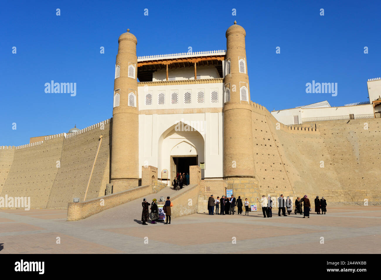 Entrance to the Ark fortress. Bukhara, a UNESCO World Heritage Site. Uzbekistan Stock Photo