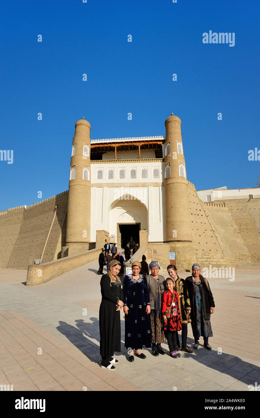 Entrance to the Ark fortress. Bukhara, a UNESCO World Heritage Site. Uzbekistan Stock Photo