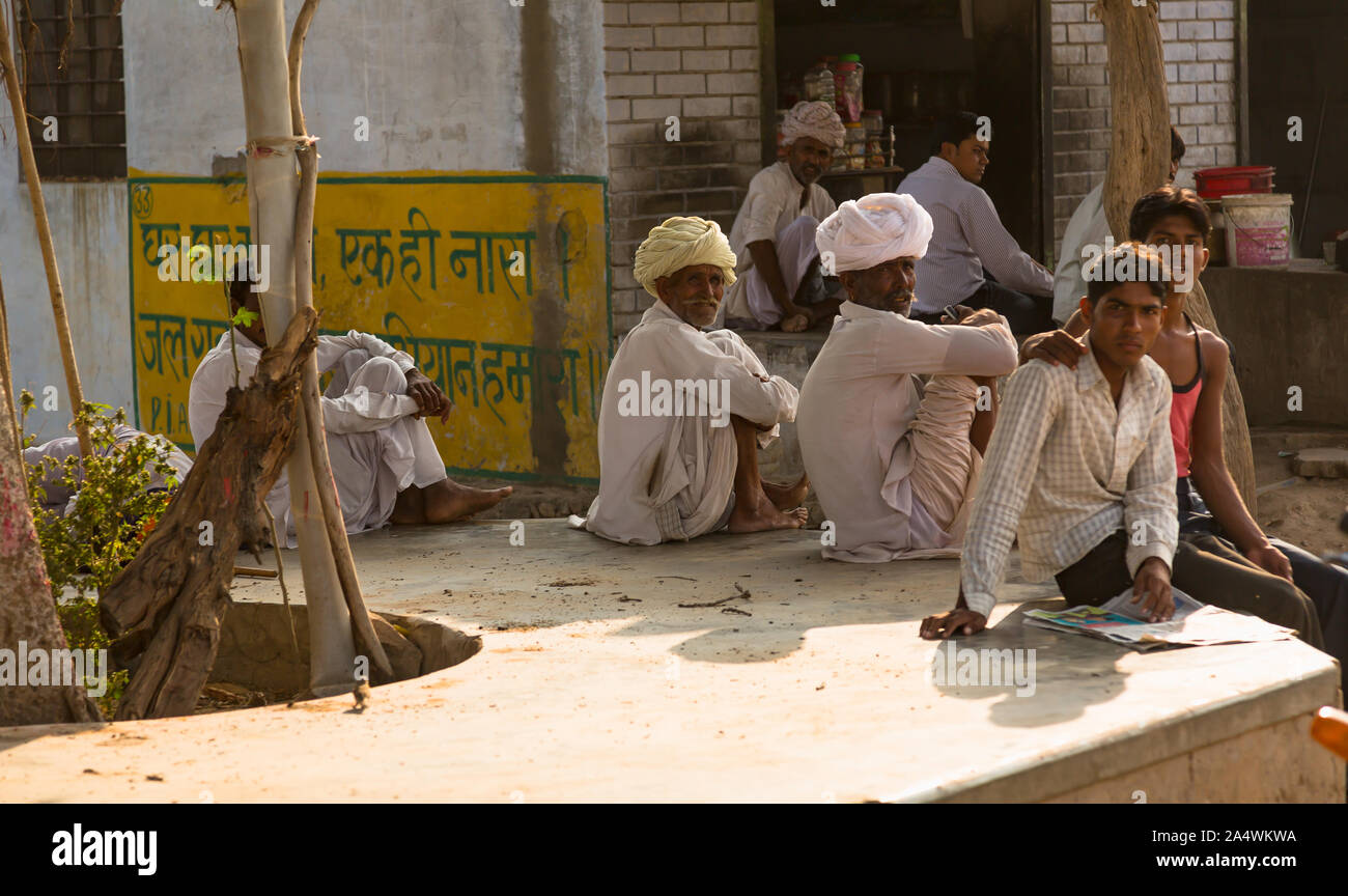 Indian men poor in Pushkar Stock Photo
