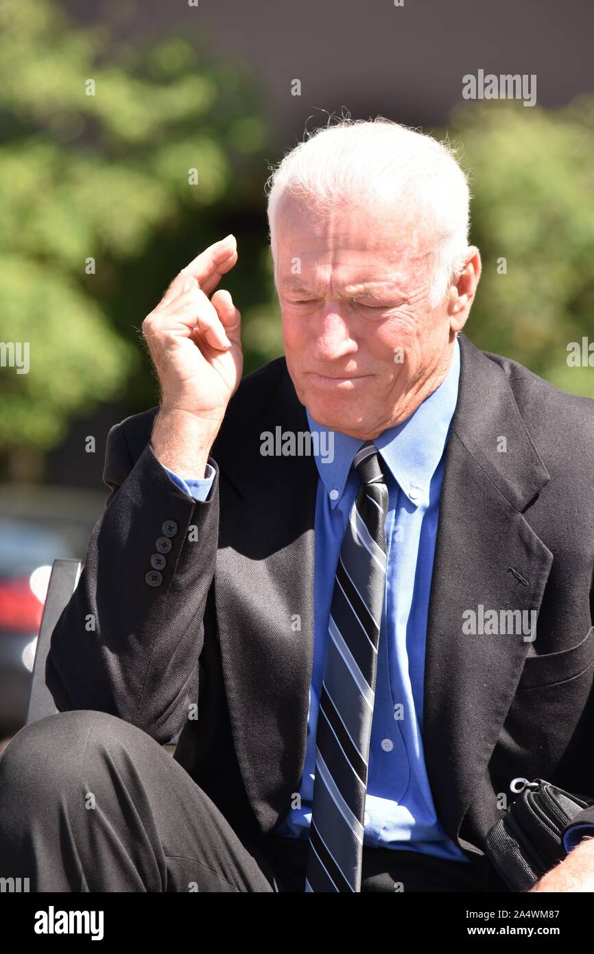 Adult Senior Business Man Deciding Wearing Suit Sitting Stock Photo - Alamy