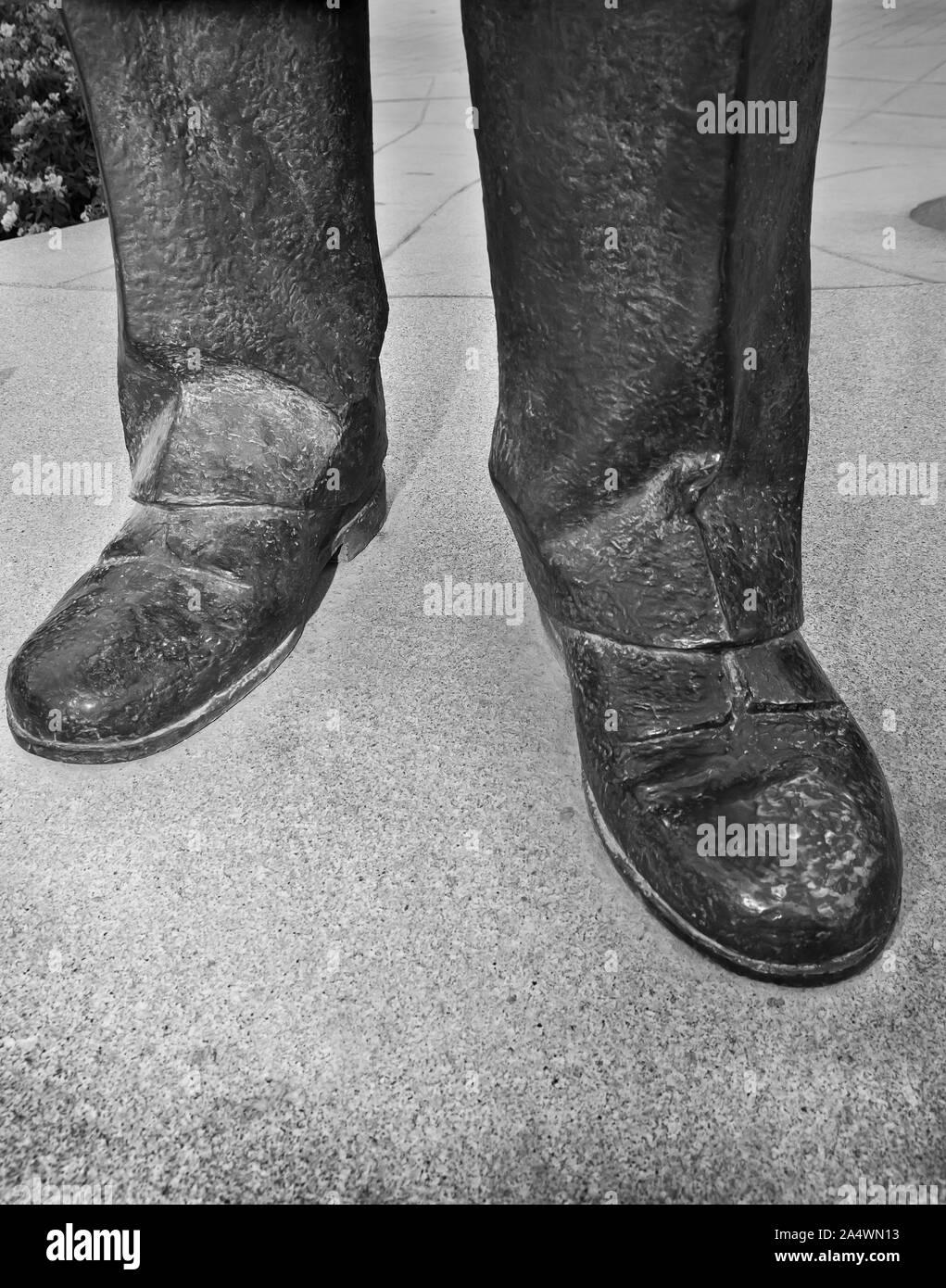Man shoes. Black and white photo Stock Photo