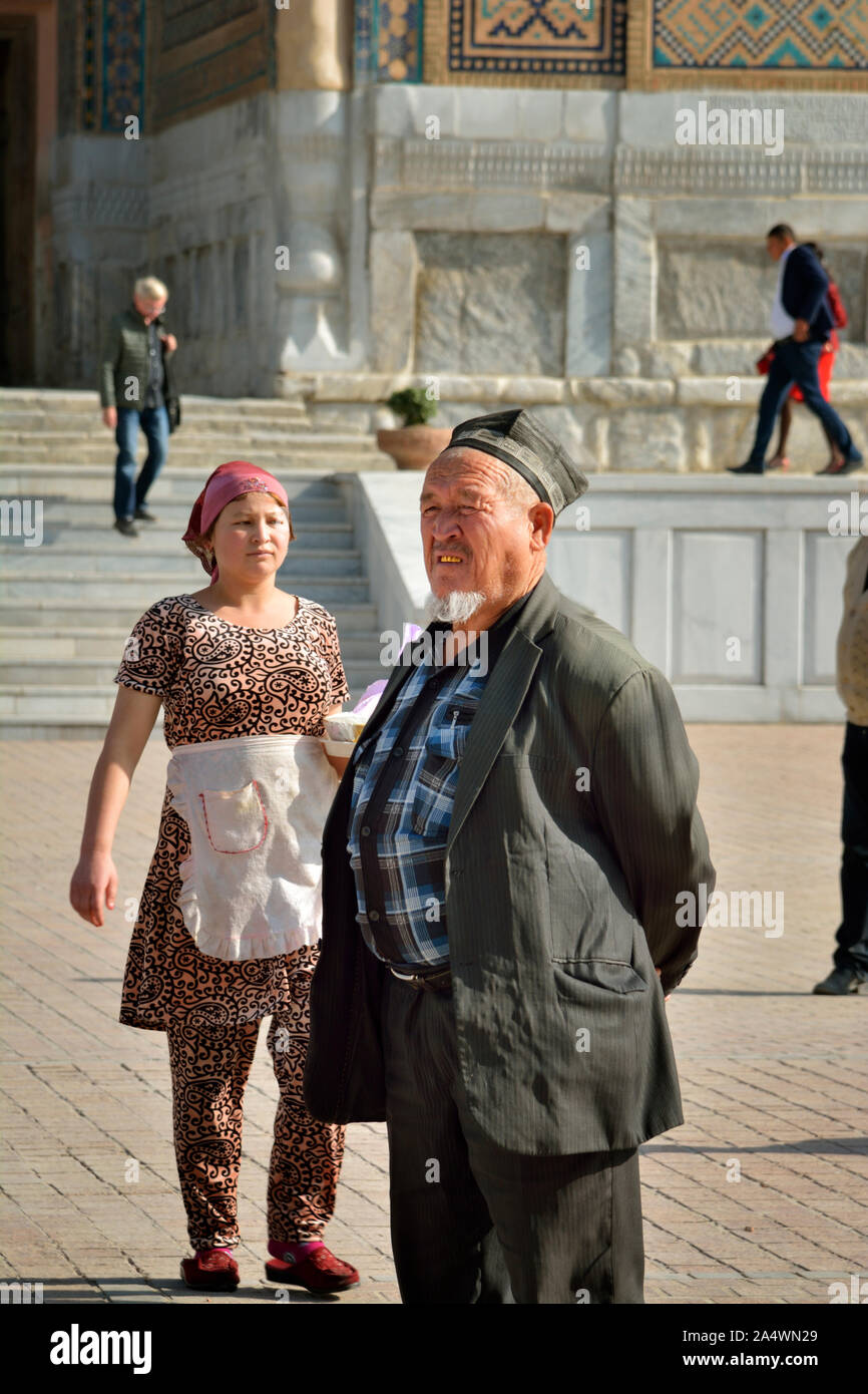 Registan square, a Unesco World Heritage Site, Samarkand. Uzbekistan Stock Photo