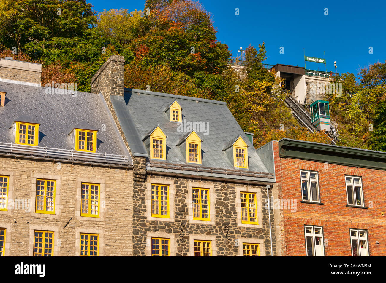 Quebec City, Canada 4 October 2019 Traditional stone houses on