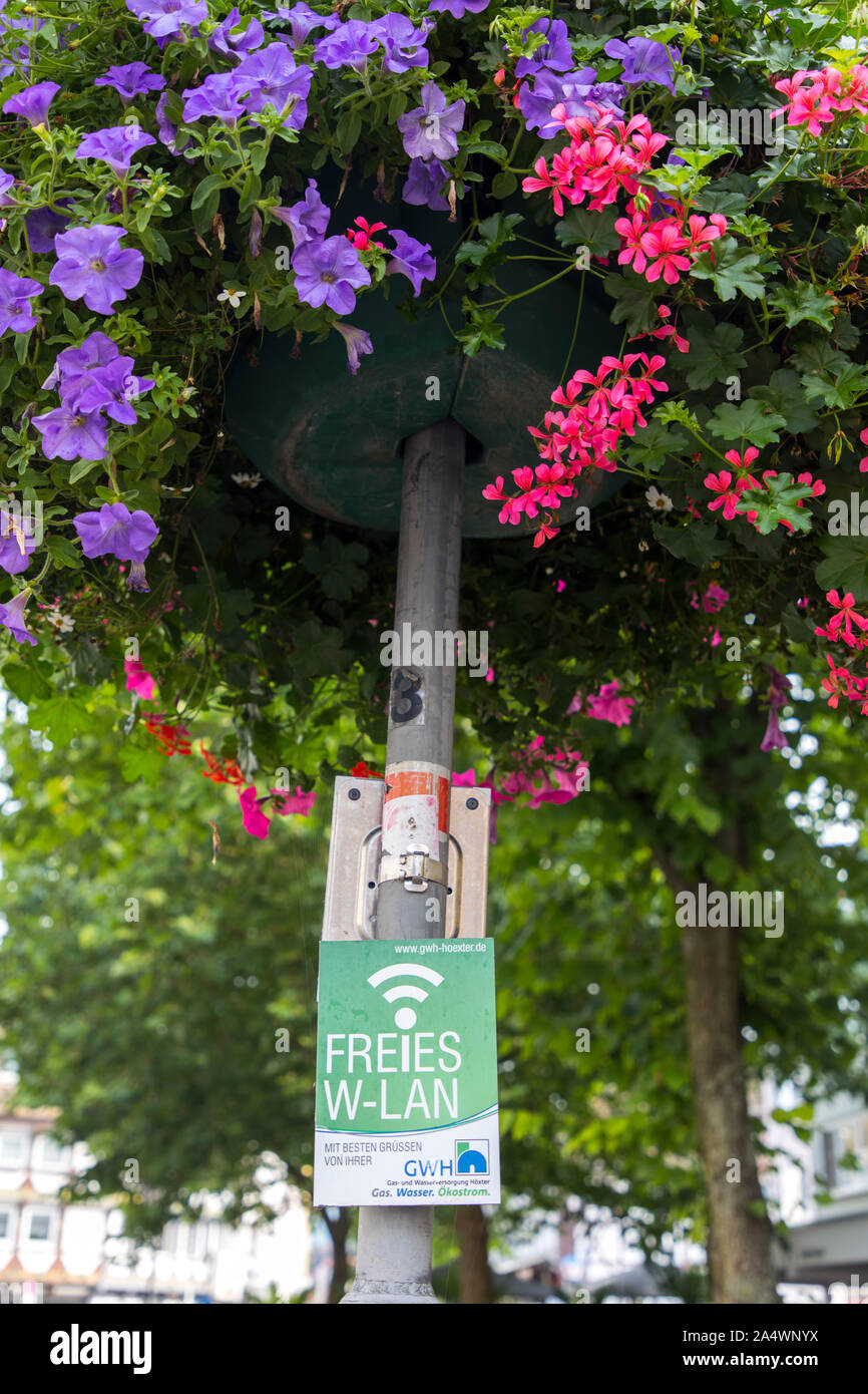 Free W-Lan in the old town of Höxter, Stock Photo