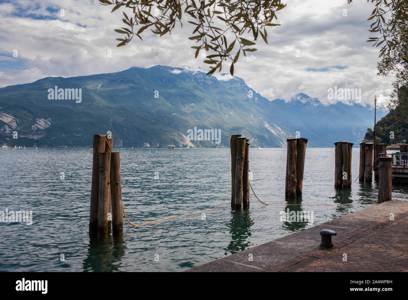 Lake Garda from Piazza Catena, Riva del Garda, Trentino, Italy Stock Photo