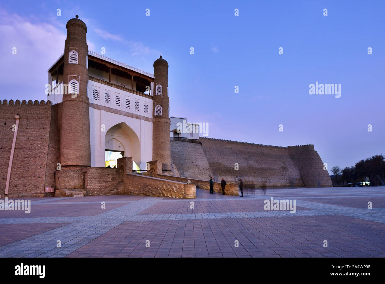 Main and only entrance to the Ark fortress. Bukhara, a UNESCO World Heritage Site. Uzbekistan Stock Photo