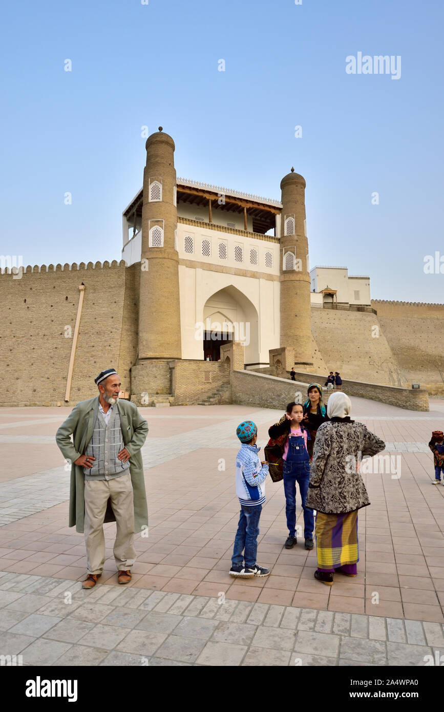 Main and only entrance to the Ark fortress. Bukhara, a UNESCO World Heritage Site. Uzbekistan Stock Photo
